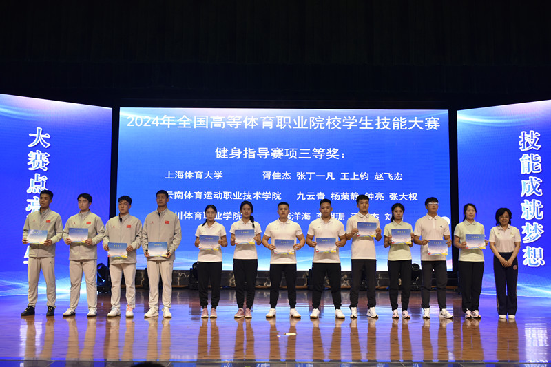健身指导赛项三等奖颁奖合影（右二至右五为我院选手刘仙、汪俊杰、李朋珊、韩洋海）_副本.jpg